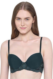 WACOAL BRA BI05B02 Balcony & Beyond Padded Wired Half Cup Everyday Wear Smooth Finish Fashion Bra - Dark Green