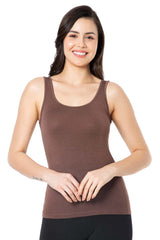 Cacao Nibs AMANTE LIN77101 Broad Straps Body Hugging Modal Vest