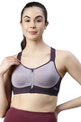 Enamor-SB11 Purple Ash High Impact Sports Bra Padded, Wirefree & Front Zipper