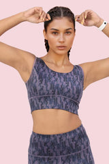 ENAMOR BRA-A204 Step Brush Printed Sports Bra - High-Impact Dry Fit Long Line Sports Bra with Stylish Print