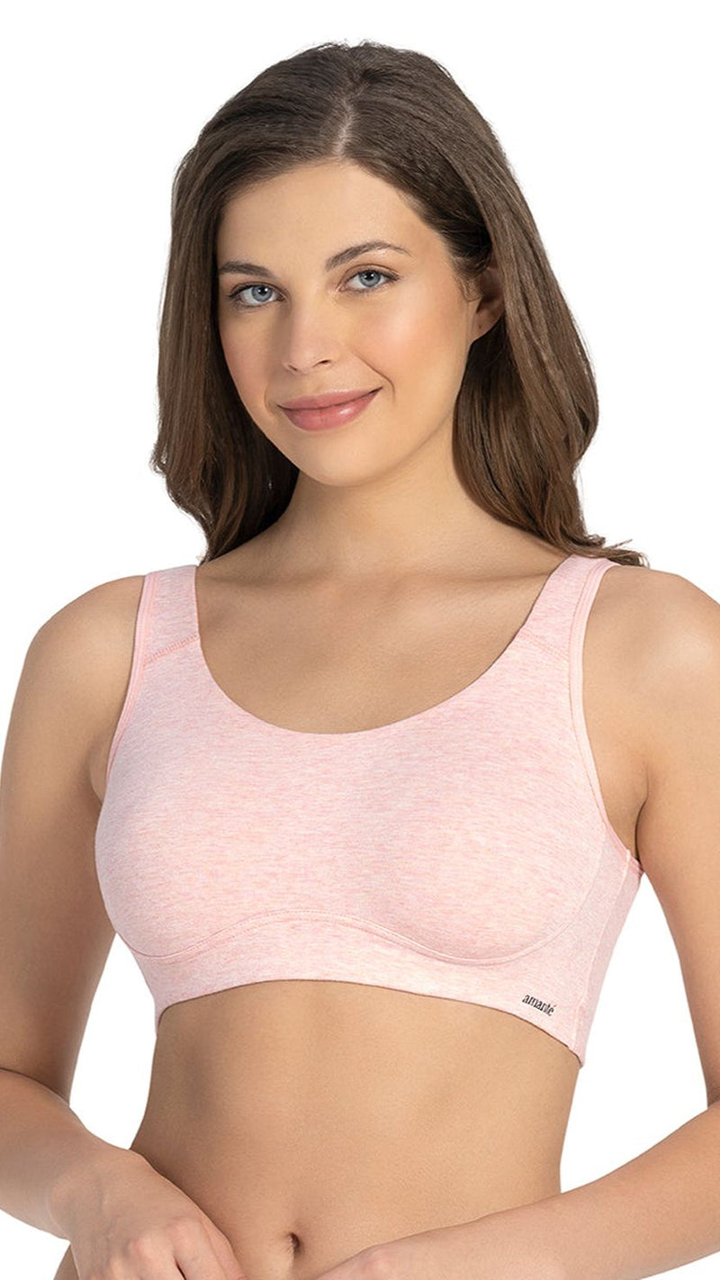 Amante Pink Non-Padded Wirefree Curved Seam Lounge Bra