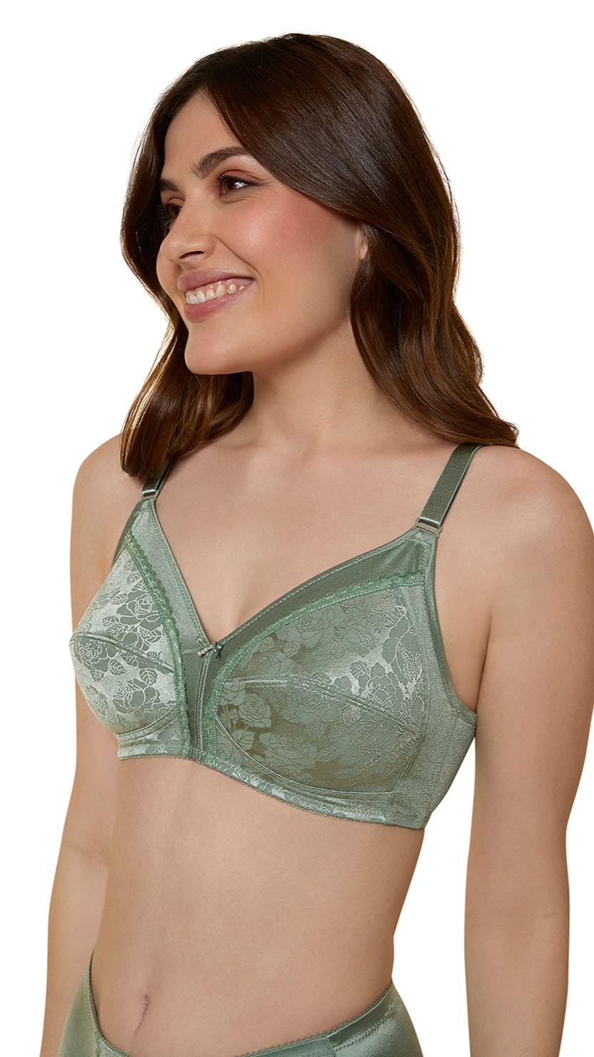 Triumph Green Non-Wired Rose Pattern Mature Bra