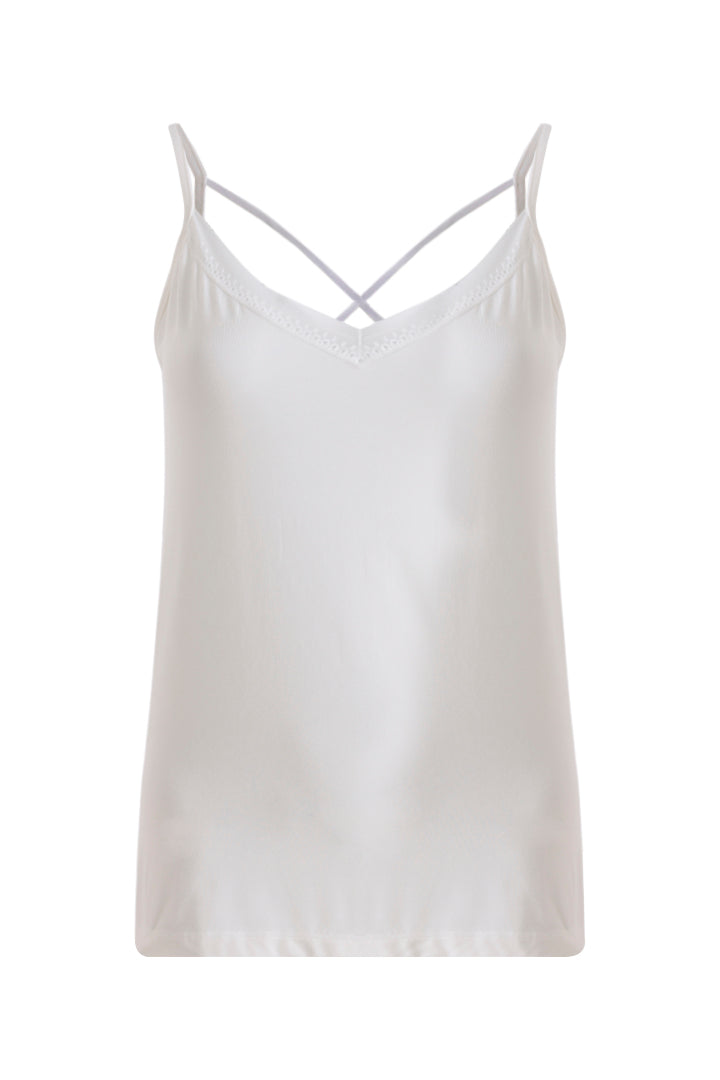 AXTZH Sheer Trim V-Neck Cami X9068-IVORY-H2MO