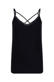 AXTZH Sheer Trim V-Neck Cami X9068-BLACK-H2MO