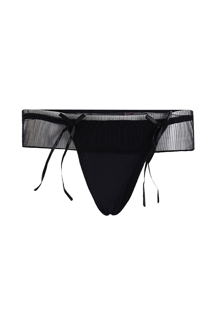 AXTZH Sheer Trim Bow Detail Panty PSET AP0006-BLACK