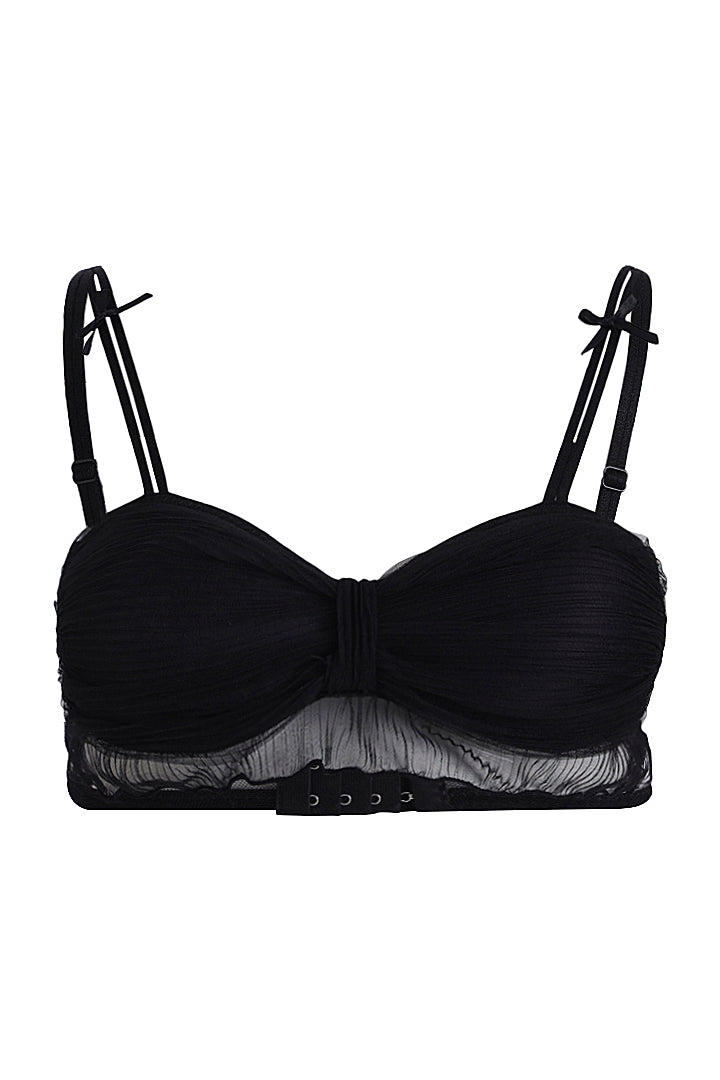 AXTZH Mesh Trim Ruffle Bra AB0006-BLACK-CN002