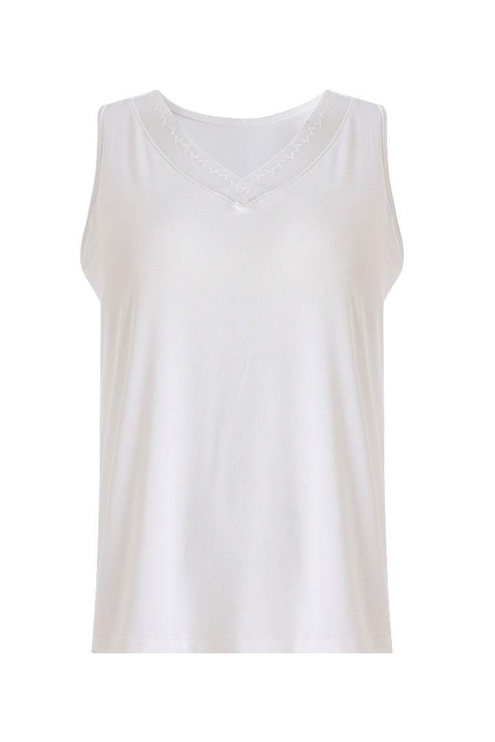 AXTZH Lace Trim Sleeveless Cami X1238-WHITE-G3MO