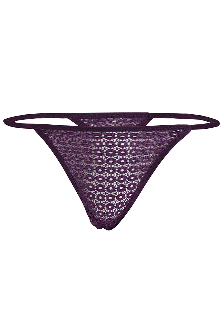 AXTZH Sheer Lace Nightwear with Thong X0997-DPURPLE-F1N