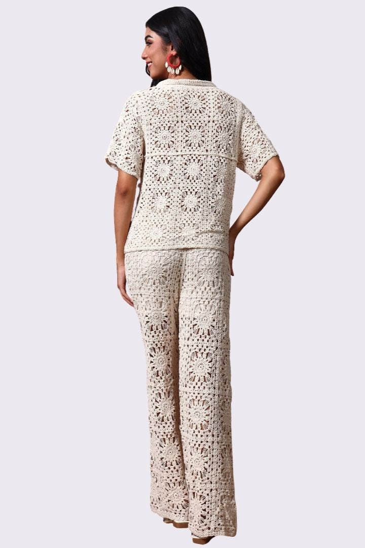 AXTZH Resort-Inspired Crochet Top Featuring Open Weave Design and Lightweight Comfort X0139-BEIGE-BW1PSH