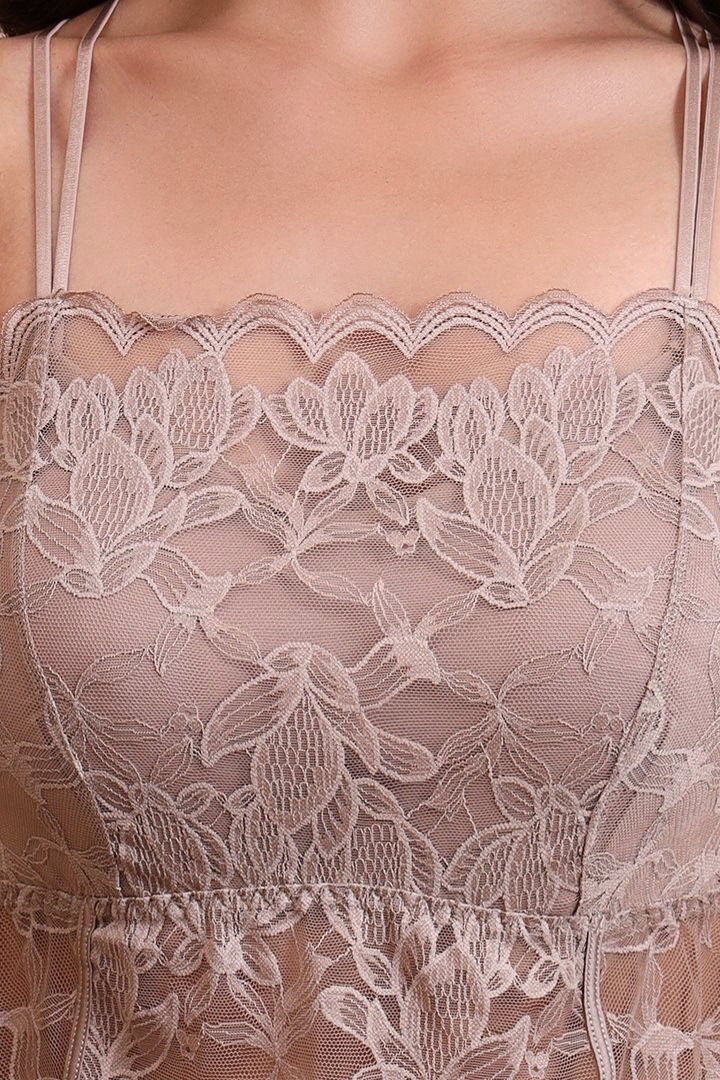 AXTZH Feminine Bralette for Women Featuring Satin Cups and Floral Lace Finish-X5113RWOOD-CN124