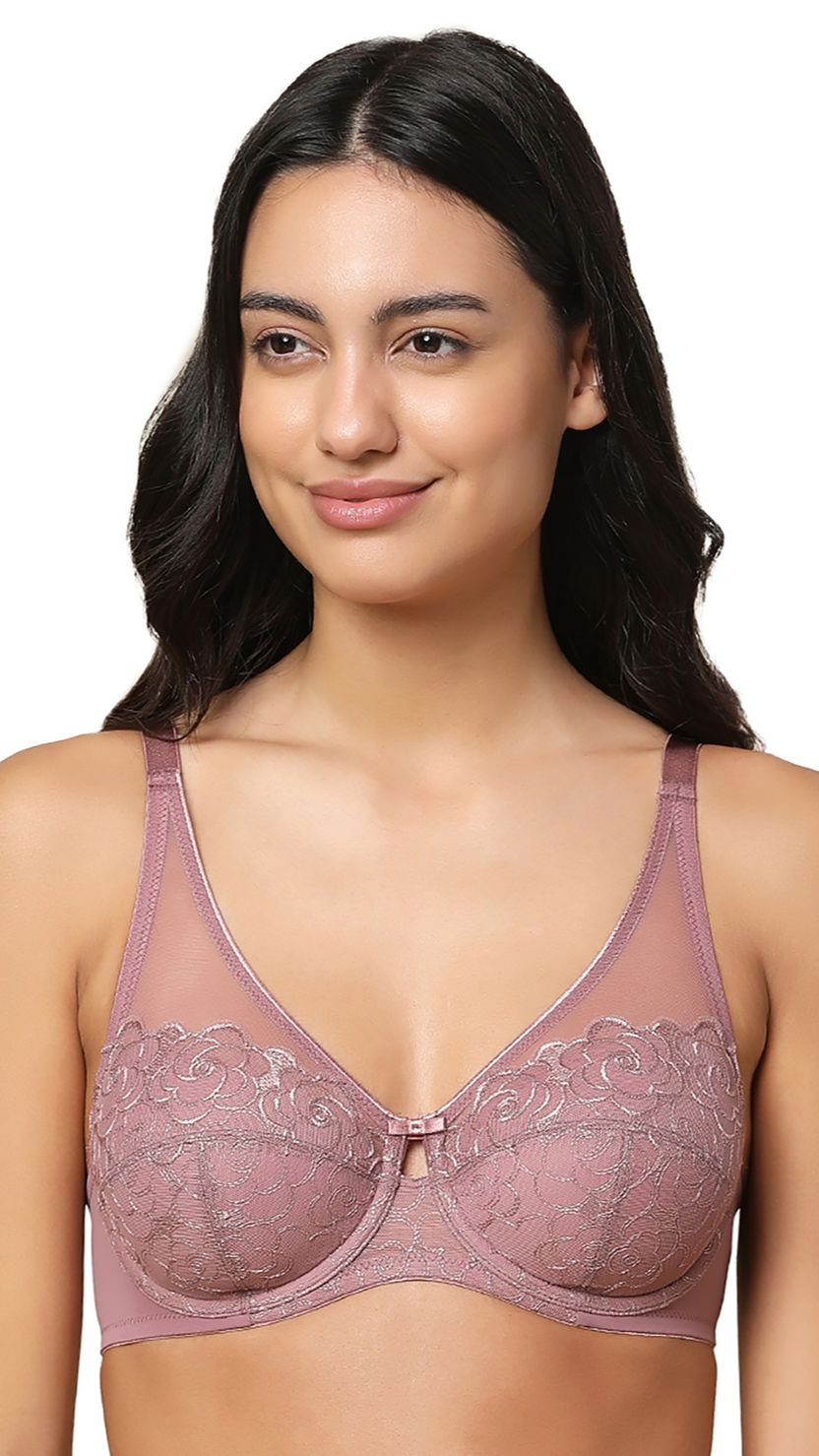 Triumph Mauve Rose Embroidered Mesh Padded Wired Bra