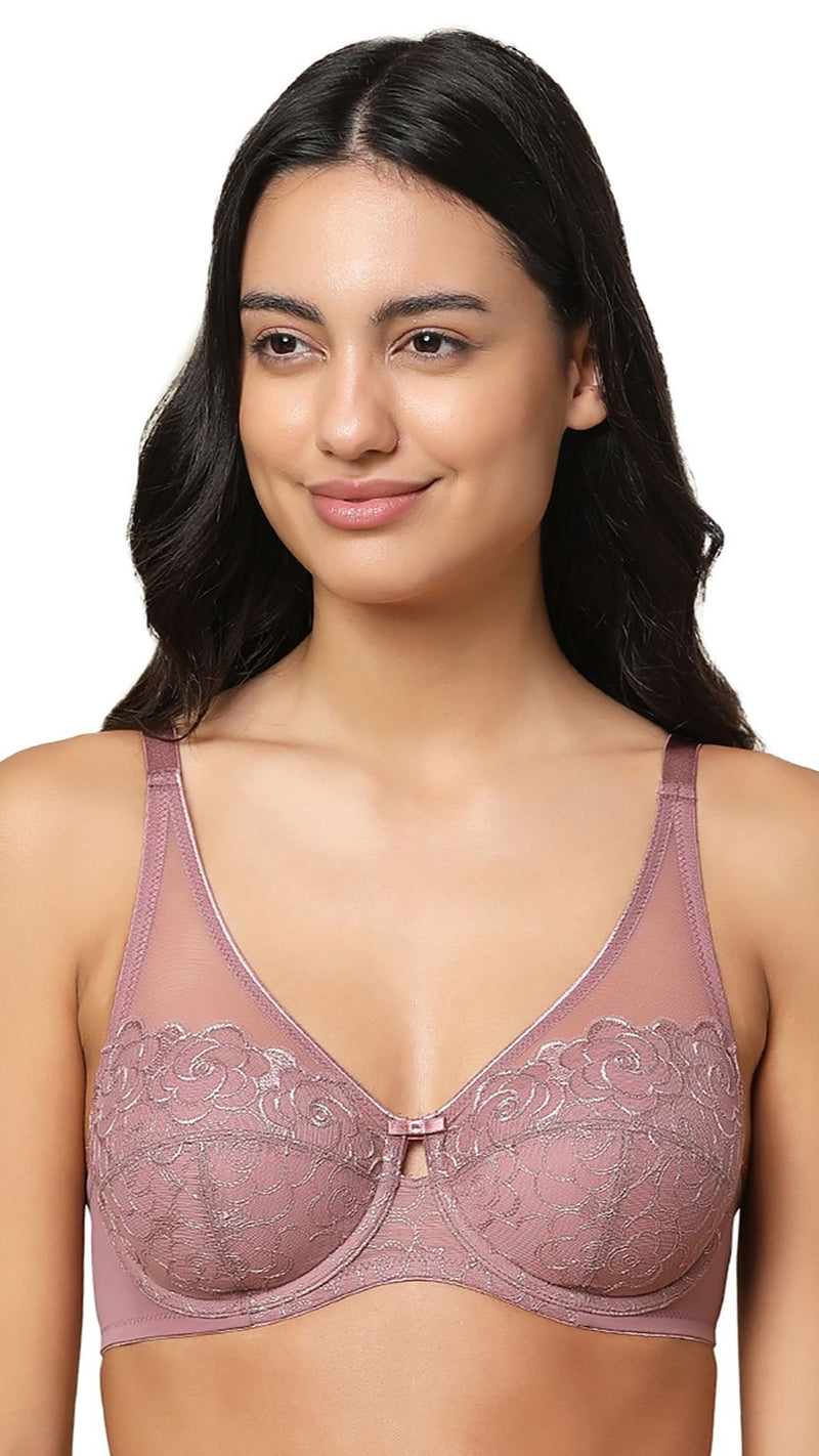 Triumph Mauve Rose Embroidered Mesh Padded Wired Bra
