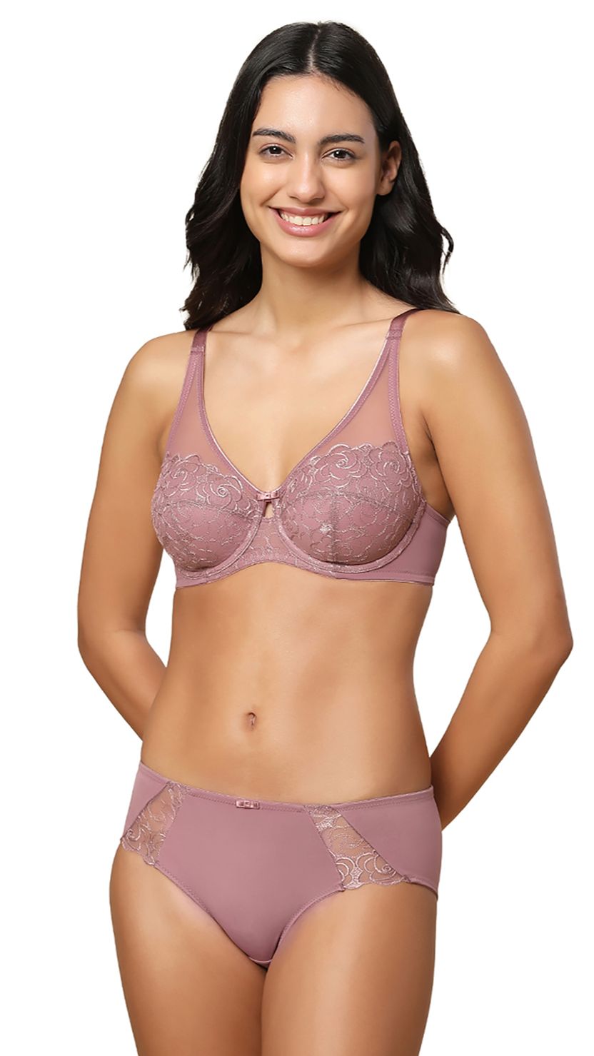 Triumph Mauve Rose Embroidered Mesh Padded Wired Bra