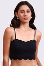 AXTZH Feminine Bralette Featuring Textured Detailing and Cropped Silhouette-X5300-BLACK-CN122