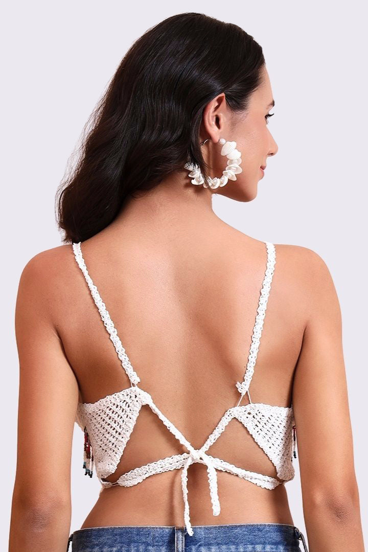 AXTZH Crochet Halter Beachwear Bra Top with Handcrafted Detailing and Playful Design-X0169-WHITE3-BW1PBL