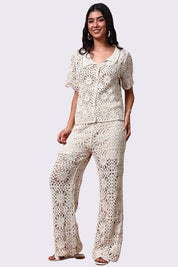 AXTZH Resort-Inspired Crochet Top Featuring Open Weave Design and Lightweight Comfort X0139-BEIGE-BW1PSH