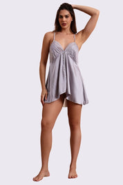 AXTZH Nightwear Stylish Short Nightdress Designed for Comfort, Elegance, and a Feminine Touch  X3191-LILAC-SF1S