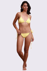 AXTZH Two-Piece Bikini Swimwear Set with Triangle Halter Top and Adjustable Side-Tie Bottoms- X4057-LEMPR-2PB