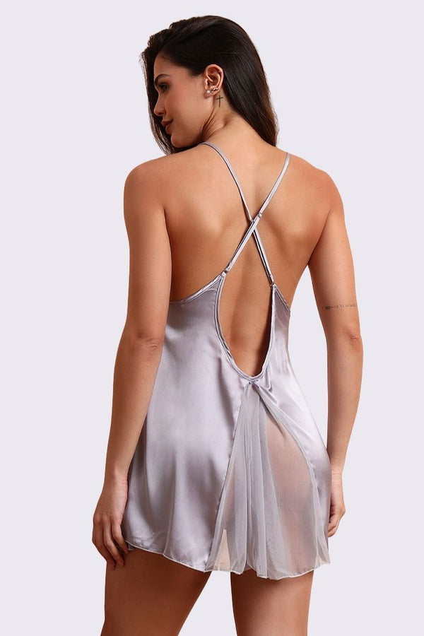 AXTZH Nightwear Stylish Short Nightdress Designed for Comfort, Elegance, and a Feminine Touch  X3191-LILAC-SF1S