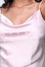 AXTZH Satin Nightwear Slip with Draped Neckline and Lightweight Silhouette X0301-BLUSH-F1S