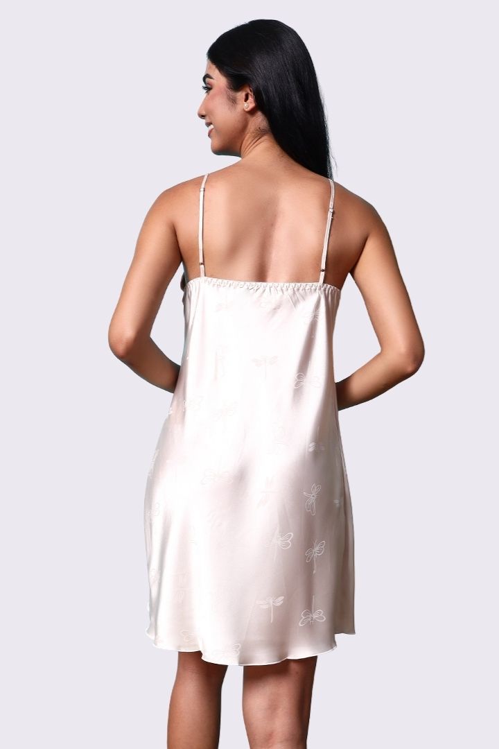 AXTZH One-Piece Nightwear for Women Featuring Feminine Silhouette and Alluring Flow- X5024-PEARL-F1S