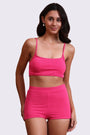 AXTZH Sexy Beachwear Co-Ord Set Featuring Minimalist Crop Top and Fitted Shorts-X4060-SORBET-2PS