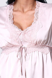 AXTZH Elegant Three-Piece Nightwear Ensemble Featuring Relaxed Fit and Romantic Detailing-X2498-BLUSH-NSL3PS