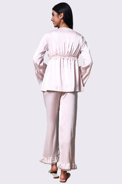 AXTZH Elegant Three-Piece Nightwear Ensemble Featuring Relaxed Fit and Romantic Detailing-X2498-BLUSH-NSL3PS