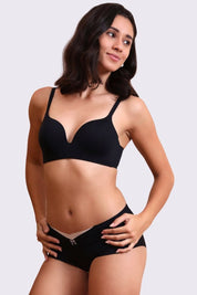 BELLAGIO Deep Plunge Bra with Light Padding, Seamless Finish, and Sleek Contour BB2215-BLACK-CP301