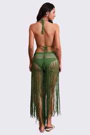 AXTZH  Statement Crochet Beach Set Featuring Handcrafted Bra Top and Dramatic Fringe Overlay-X0381-FGREEN-BW2PF