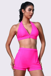 AXTZH Stylish Two-Piece Swim Set Featuring Sleek Bralette and Skirt Overlay Bottom for Women-X2517-NPINK-2PS
