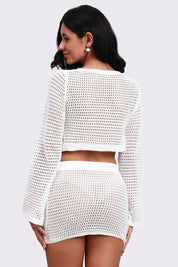 AXTZH Stylish Crochet Beachwear Set Offering Breezy Comfort and Alluring Appeal X4562-WHITE-BW2PF