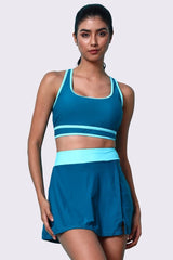AXTZH Stylish Two-Piece Swim Set Featuring Sleek Bralette and Skirt Overlay Bottom for Women-X2514-TEAL-2PF