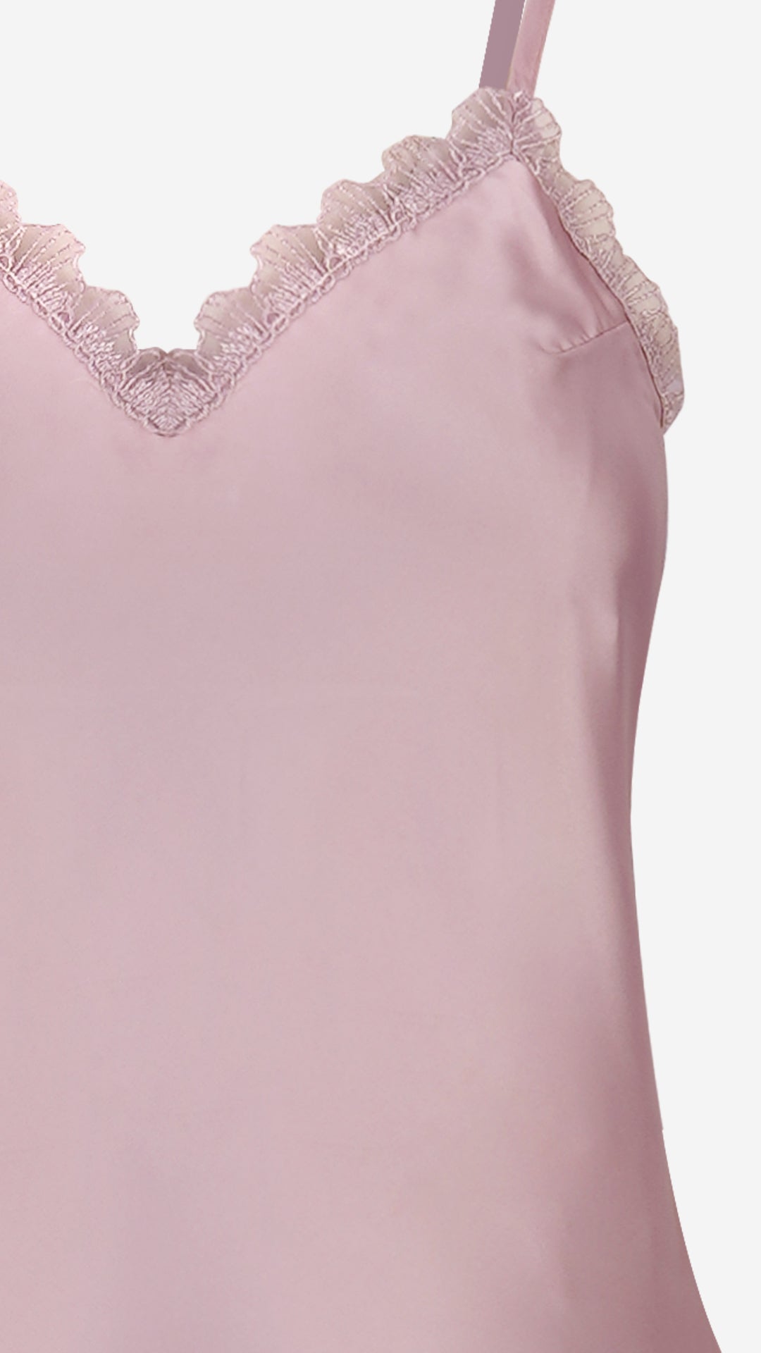 Mauve Satin Cami Shorts Set With Lace Trim
