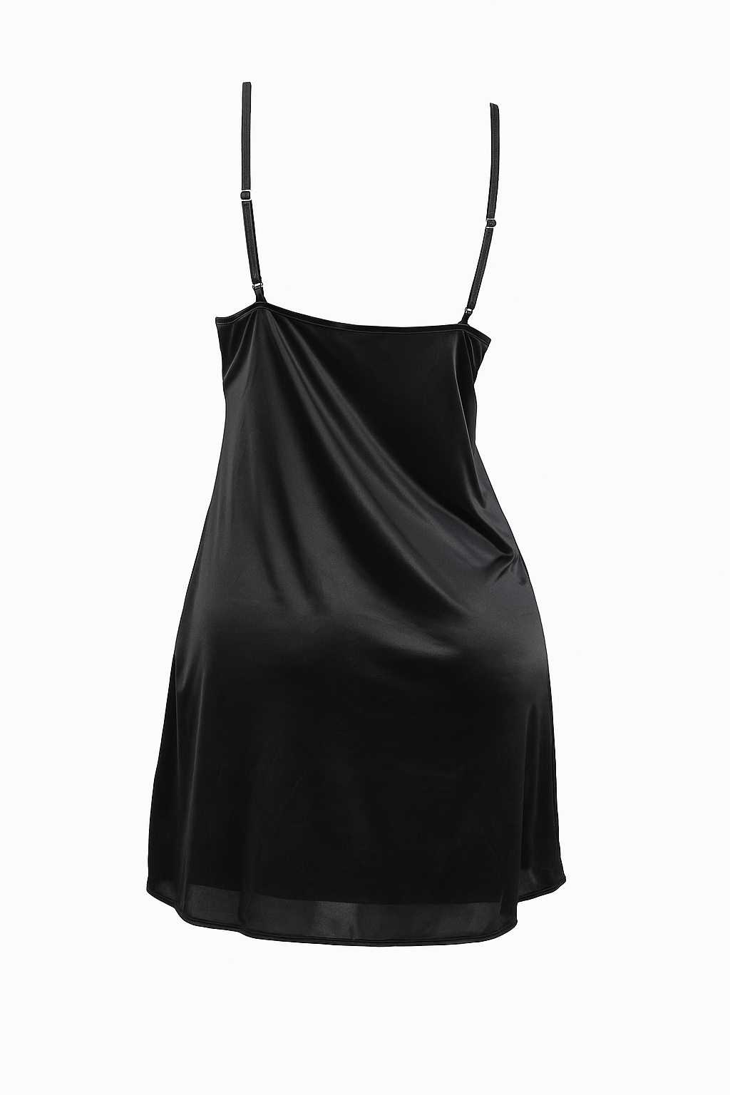 AXTZH Delicate One Piece Nightwear with Charming Bow Accent X0851-BLACK-F1L