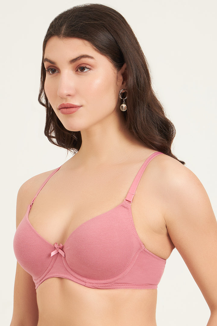 JOCKEY BRA-1245 Under-Wired Padded Super Combed Cotton Elastane Stretch Medium Coverage T-Shirt Bra with Detachable Straps