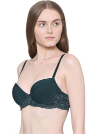 WACOAL BRA BI05B02 Balcony & Beyond Padded Wired Half Cup Everyday Wear Smooth Finish Fashion Bra - Dark Green