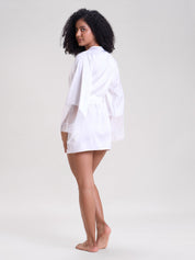 Mysthelle LILY WHITE ROBE WITH EMBROIDERED TULLE SLEEVES