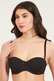 JOCKEY-FE52 Under-Wired Padded Super Combed Cotton Elastane Stretch Full Coverage Strapless with Ultra-Grip Support Band