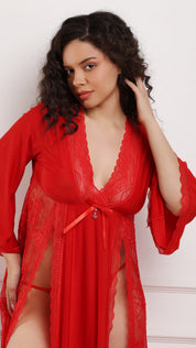Lace Front Slit Night Gown