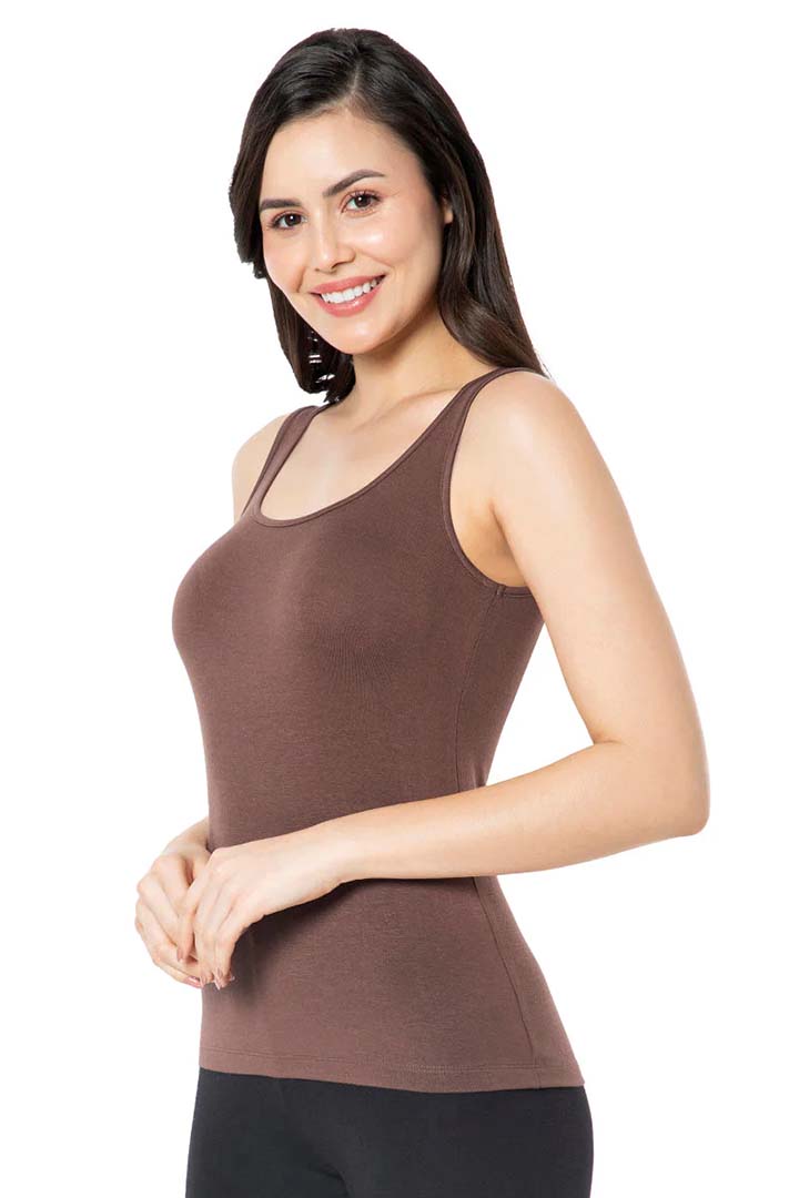 Cacao Nibs AMANTE LIN77101 Broad Straps Body Hugging Modal Vest