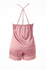 AXTZH 3-Piece Satin Nightwear Set with Robe X7662-ROSE-NSS3PS
