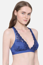 WACOAL BRA 852191 Embrace Lace Non Padded Non Wired 3/4th Cup Bridal Wear Medium coverage Lace Bralette - Dark Blue