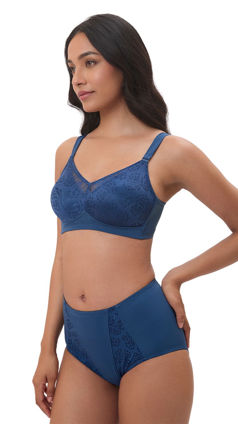 Triumph Blue Non Padded Wireless Seamless Minimizer Bra