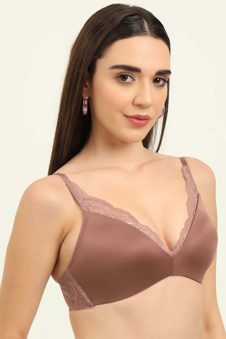 TRIUMPH Bra-110I729 Floral Lace Full Coverage Lightly Padded Seamless T-Shirt UD Bra With All Day Comfort