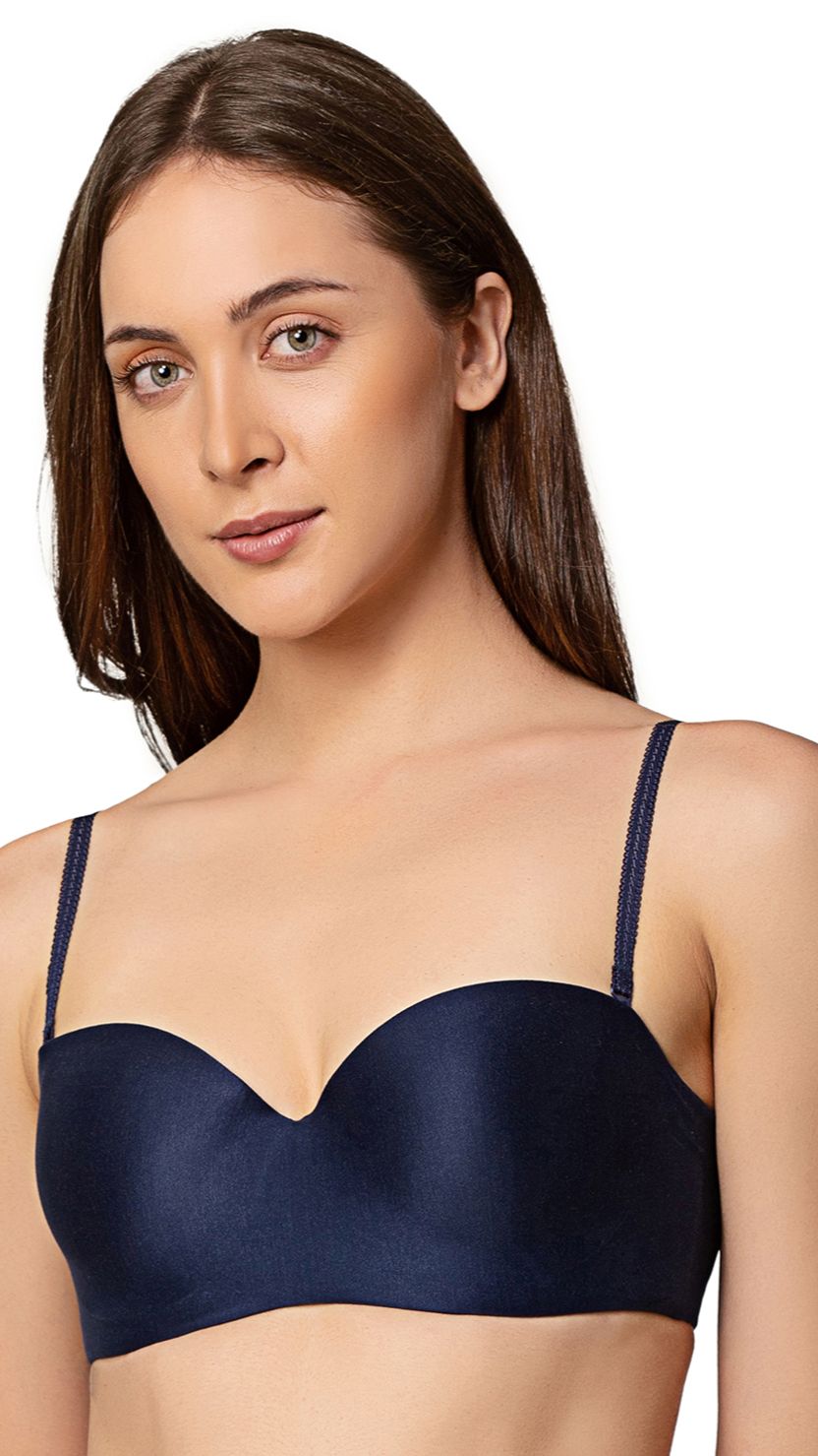Triumph  Blue Soft Touch Bandeau Padded Wired Seamless Bra