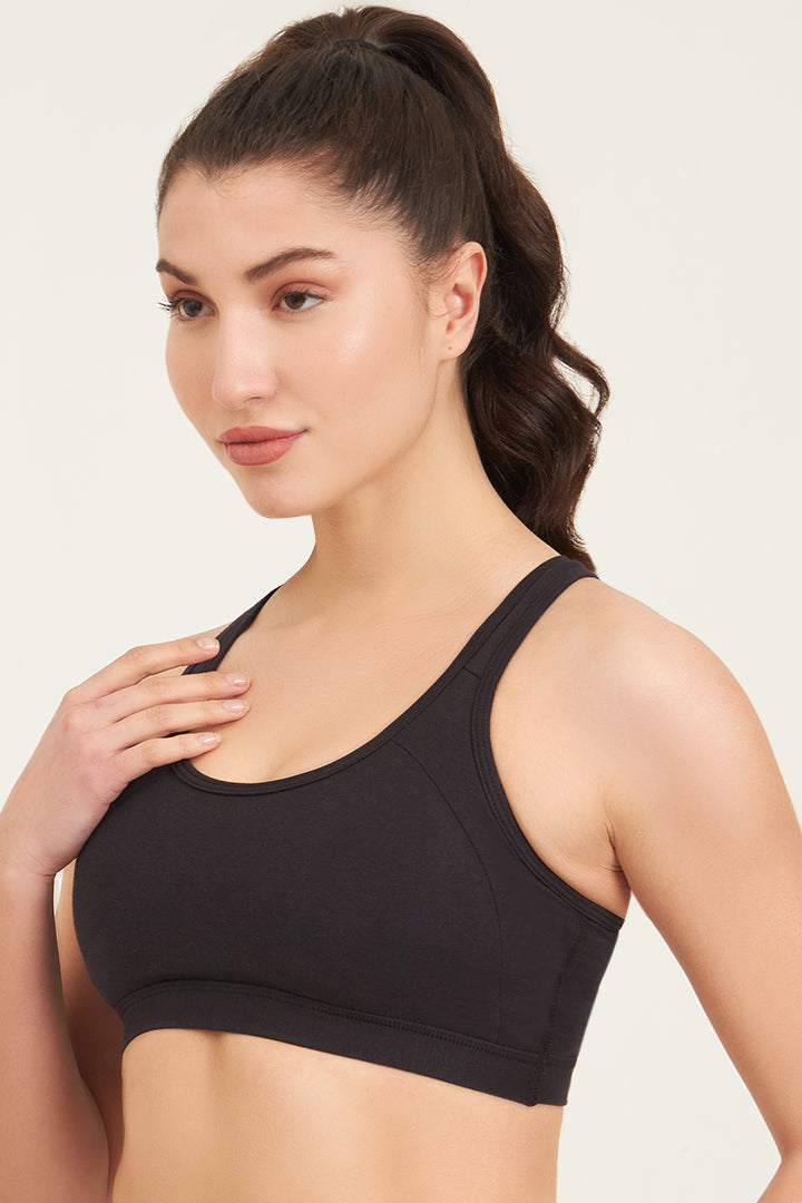 JOCKEY BRA-1380 Wirefree Padded Super Combed Cotton Elastane Stretch Full Coverage Racerback Styling Active Bra with StayFresh and Moisture Move Treatment