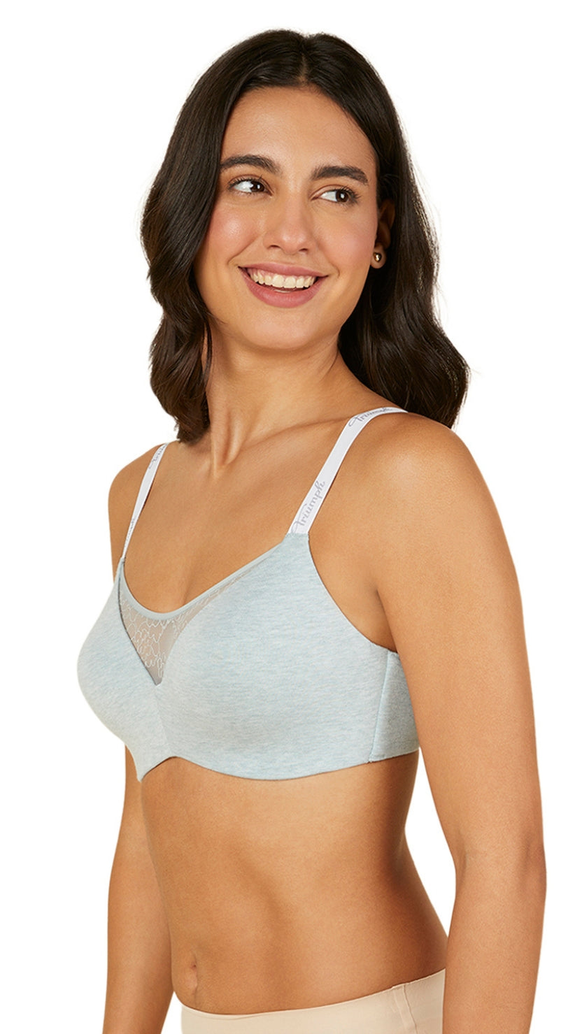 Triumph Blue Cotton Comfort T-Shirt Bra
