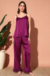 NIGHTWEAR-X2526IO Romantic Satin Nightsuit Set with robe