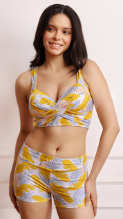 Tropical Print 3-Piece Swimwear Set | Bralette, Shorts & Sarong